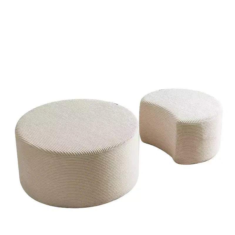 Round Nesting Coffee Table Set of 2, Foam Upholstered Multi-Purpose Tables for Living Room, Versatile Side Table, Ottoman, or End Table