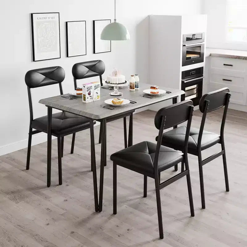 Ensemble de salle à manger 5 pièces pour 4 personnes, ensemble de table à manger moderne, table de dîner avec 4 chaises rembourrées pour petits espaces, appartements, bureaux à domicile.