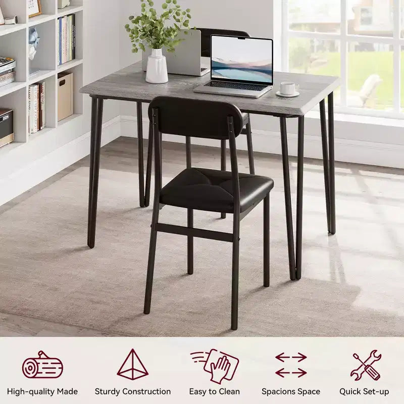 Ensemble de salle à manger 5 pièces pour 4 personnes, ensemble de table à manger moderne, table de dîner avec 4 chaises rembourrées pour petits espaces, appartements, bureaux à domicile.