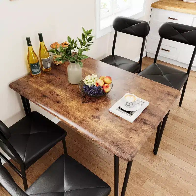 Ensemble de salle à manger 5 pièces pour 4 personnes, ensemble de table à manger moderne, table de dîner avec 4 chaises rembourrées pour petits espaces, appartements, bureaux à domicile.