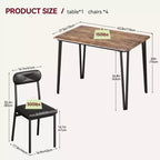 Ensemble de salle à manger 5 pièces pour 4 personnes, ensemble de table à manger moderne, table de dîner avec 4 chaises rembourrées pour petits espaces, appartements, bureaux à domicile.
