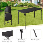 Table et Chaises Pliantes Lot de 5, Table de Jeu Pliante Rectangulaire avec Plateau Rembourré, 4 Chaises Pliantes avec Coussin d'Assise et Dossier Rembourrés, Cadre en Métal