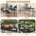 Table et Chaises Pliantes Lot de 5, Table de Jeu Pliante Rectangulaire avec Plateau Rembourré, 4 Chaises Pliantes avec Coussin d'Assise et Dossier Rembourrés, Cadre en Métal