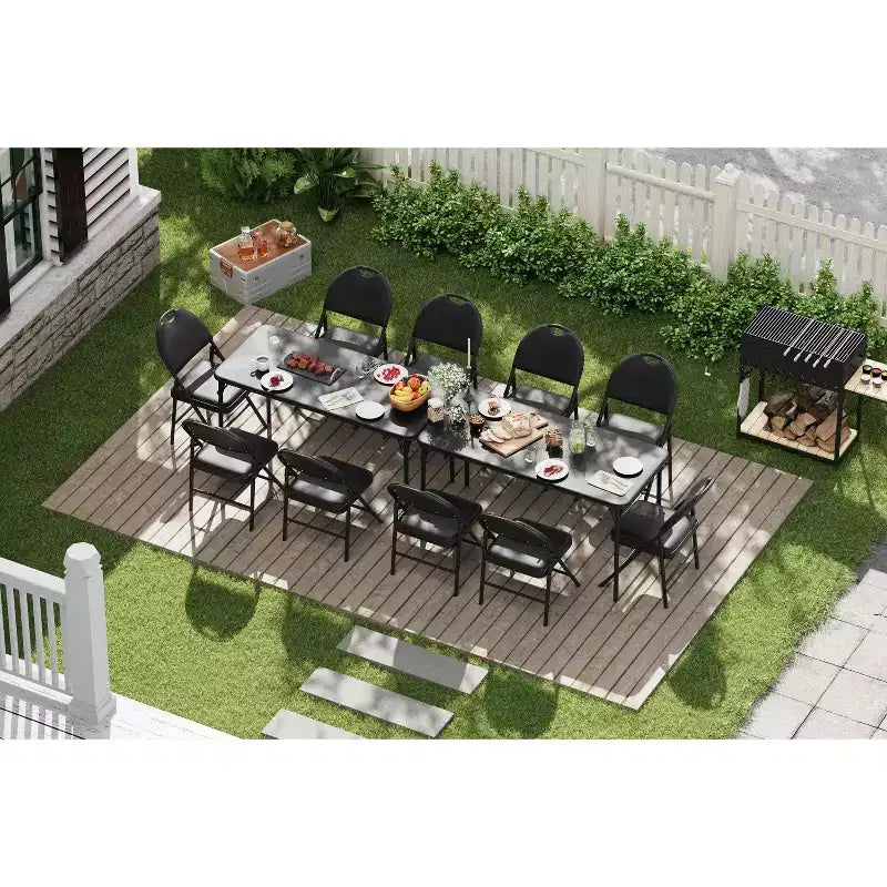 Table et Chaises Pliantes Lot de 5, Table de Jeu Pliante Rectangulaire avec Plateau Rembourré, 4 Chaises Pliantes avec Coussin d'Assise et Dossier Rembourrés, Cadre en Métal