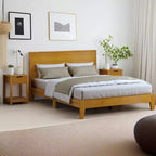 Lit Galano Queen Payne Luxe avec tête de lit et tables de chevet 2 tiroirs Elira, lot de 2, noyer ambré