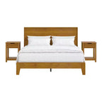 Lit Galano Queen Payne Luxe avec tête de lit et tables de chevet 2 tiroirs Elira, lot de 2, noyer ambré