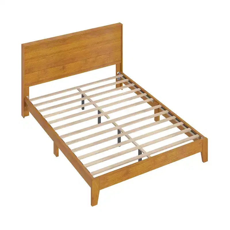 Lit Galano Queen Payne Luxe avec tête de lit et tables de chevet 2 tiroirs Elira, lot de 2, noyer ambré
