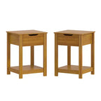 Lit Galano Queen Payne Luxe avec tête de lit et tables de chevet 2 tiroirs Elira, lot de 2, noyer ambré