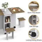 Table à manger pliante Zevemomo avec 4 chaises, rangement et roulettes – Table de cuisine pliable 5 pièces pour salle à manger, petits espaces et appartement