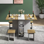 Table à manger pliante Zevemomo avec 4 chaises, rangement et roulettes – Table de cuisine pliable 5 pièces pour salle à manger, petits espaces et appartement