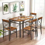 Zevemomo Ensemble de Salle à Manger 5 Pièces, Ensemble de Table à Manger pour 4 Personnes, avec 4 Chaises à Dossier Courbé, Ensemble de Salle à Manger Compact pour Petits Espaces et Cuisine - Marron