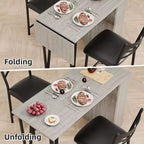 Ensemble Table et Chaises de Bar Coolmee, Ensemble Table de Bar 3 Pièces avec Rallonge Rabattable et Étagères de Rangement, Ensemble Table à Manger pour 2 Personnes