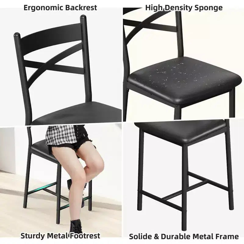Ensemble Table et Chaises de Bar Coolmee, Ensemble Table de Bar 3 Pièces avec Rallonge Rabattable et Étagères de Rangement, Ensemble Table à Manger pour 2 Personnes