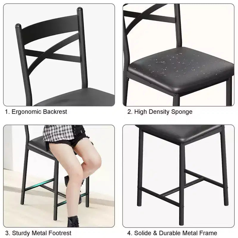 Ensemble Table et Chaises de Bar Coolmee, Ensemble Table de Bar 3 Pièces avec Rallonge Rabattable et Étagères de Rangement, Ensemble Table à Manger pour 2 Personnes