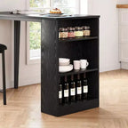 Ensemble Table et Chaises de Bar Coolmee, Ensemble Table de Bar 3 Pièces avec Rallonge Rabattable et Étagères de Rangement, Ensemble Table à Manger pour 2 Personnes