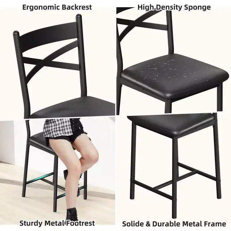 Ensemble Table et Chaises de Bar Coolmee, Ensemble Table de Bar 3 Pièces avec Rallonge Rabattable et Étagères de Rangement, Ensemble Table à Manger pour 2 Personnes