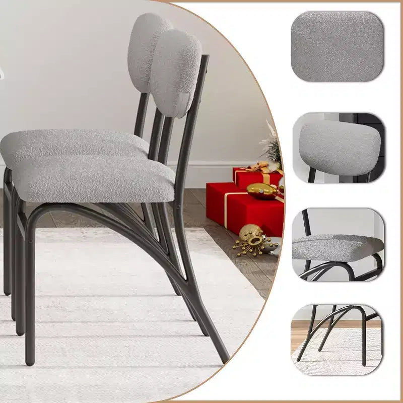 Ensemble table à manger 5 pièces COZONY avec 4 chaises en tissu bouclé, plateau de table rectangulaire en marbre avec étagère de rangement, mobilier de salle à manger moderne beige