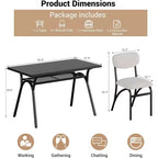 Ensemble table à manger 5 pièces COZONY avec 4 chaises en tissu bouclé, plateau de table rectangulaire en marbre avec étagère de rangement, mobilier de salle à manger moderne beige