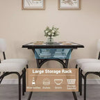 Ensemble table à manger 5 pièces COZONY avec 4 chaises en tissu bouclé, plateau de table rectangulaire en marbre avec étagère de rangement, mobilier de salle à manger moderne beige