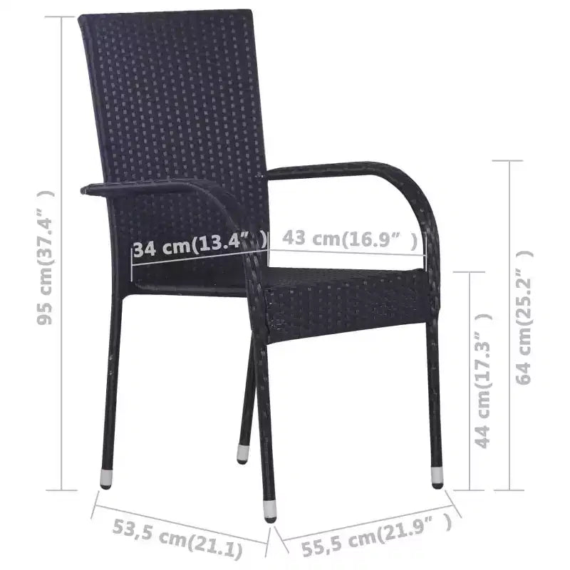 vidaXL Ensemble de salle à manger Rotin PE noir, Acier enduit de poudre, Verre