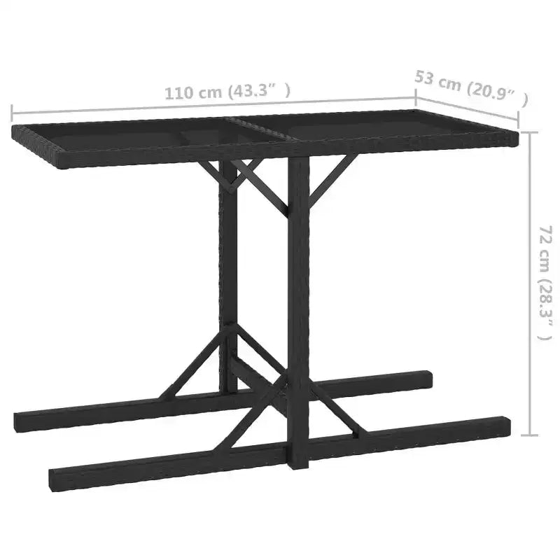 vidaXL Ensemble de salle à manger Rotin PE noir, Acier enduit de poudre, Verre