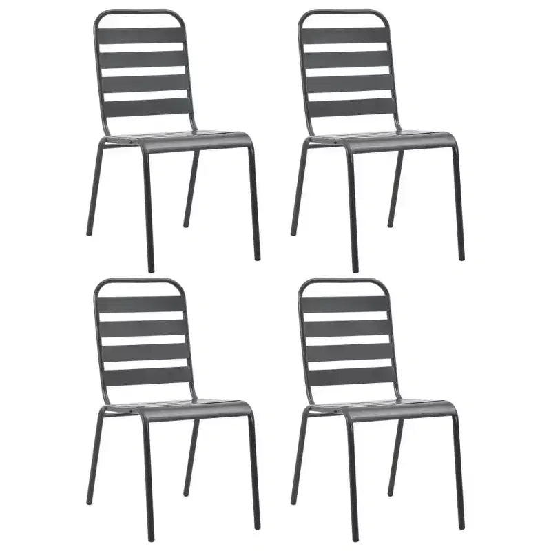 vidaXL Ensemble de salle à manger d'extérieur Table et chaises Ensemble de meubles de jardin Acier Gris foncé