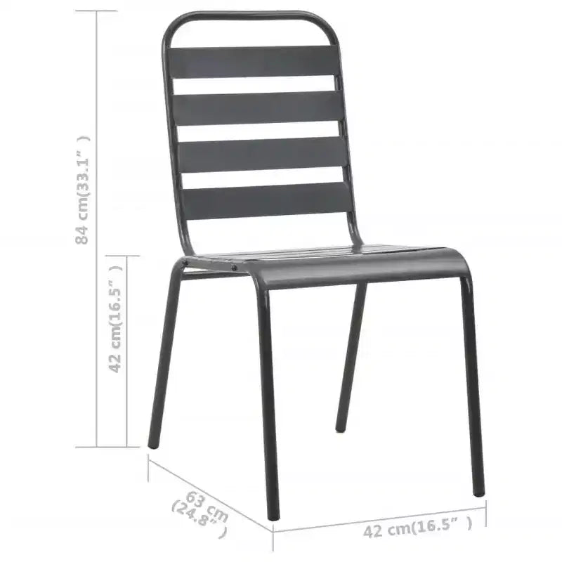 vidaXL Ensemble de salle à manger d'extérieur Table et chaises Ensemble de meubles de jardin Acier Gris foncé