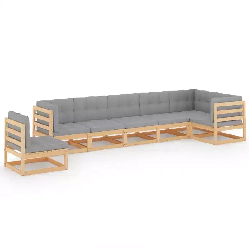 vidaXL Garden Lounge Set Natural wood Solid pine wood Large Modular