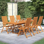 vidaXL Ensemble de jardin en bois massif d'acacia naturel Grande table extensible