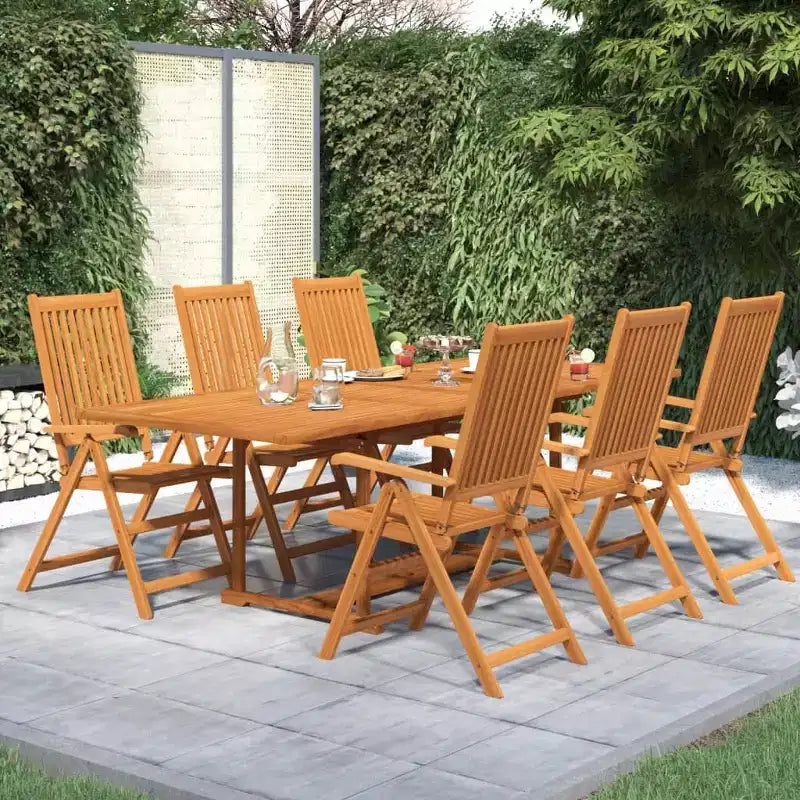 vidaXL Ensemble de jardin en bois massif d'acacia naturel Grande table extensible
