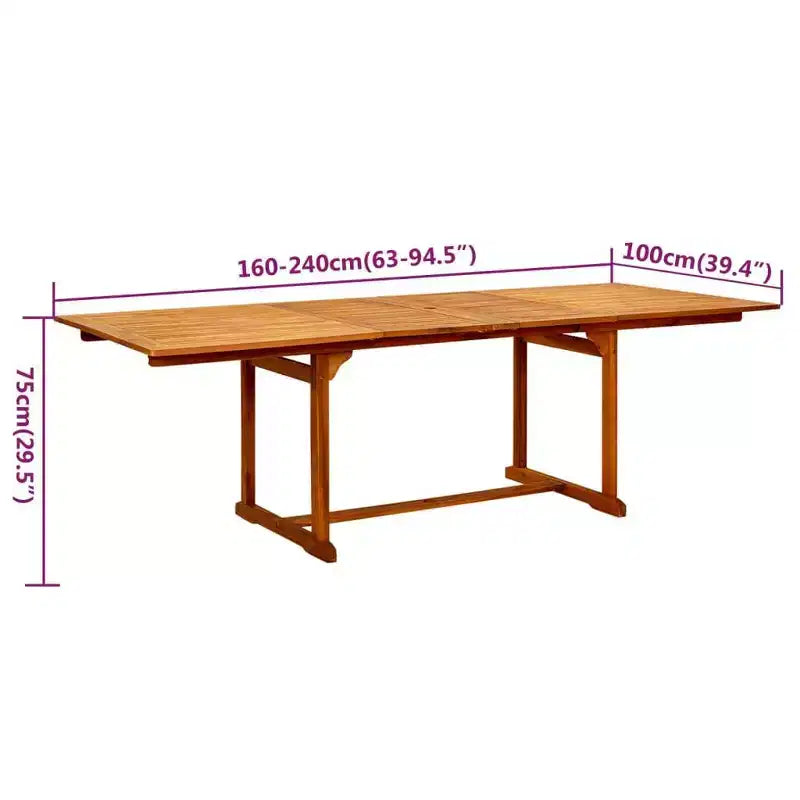 vidaXL Ensemble de jardin en bois massif d'acacia naturel Grande table extensible