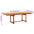 vidaXL Ensemble de jardin en bois massif d'acacia naturel Grande table extensible