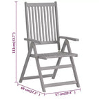 vidaXL Ensemble de salle à manger d'extérieur - Bois d'acacia massif, table extensible et chaises pliantes, finition gris délavé, résistant aux intempéries