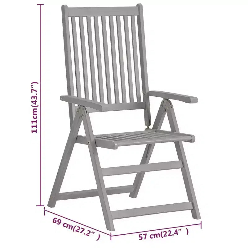 vidaXL Ensemble de salle à manger d'extérieur - Bois d'acacia massif, table extensible et chaises pliantes, finition gris délavé, résistant aux intempéries
