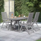 vidaXL Ensemble de salle à manger d'extérieur - Bois d'acacia massif, table extensible et chaises pliantes, finition gris délavé, résistant aux intempéries