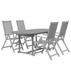 vidaXL Ensemble de salle à manger d'extérieur - Bois d'acacia massif, table extensible et chaises pliantes, finition gris délavé, résistant aux intempéries