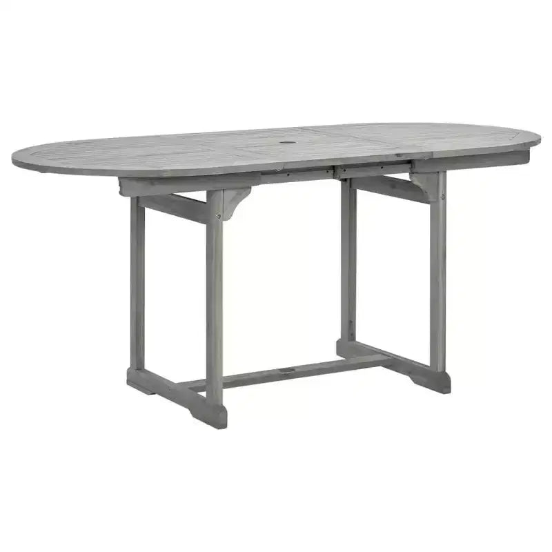 vidaXL Ensemble de salle à manger d'extérieur - Bois d'acacia massif, table extensible et chaises pliantes, finition gris délavé, résistant aux intempéries