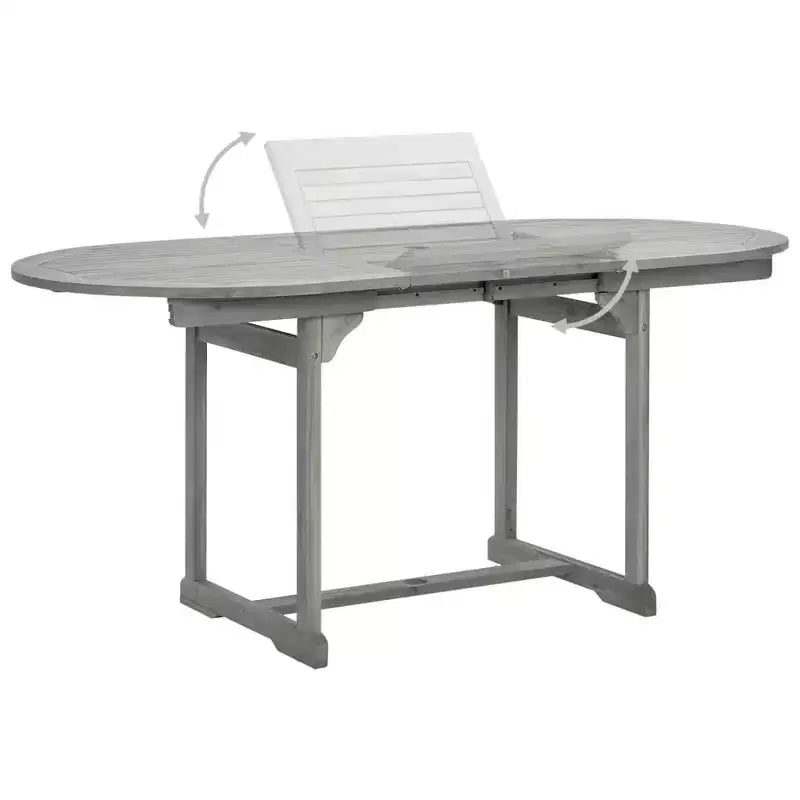 vidaXL Ensemble de salle à manger d'extérieur - Bois d'acacia massif, table extensible et chaises pliantes, finition gris délavé, résistant aux intempéries