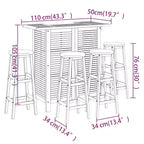 vidaXL Ensemble de bar de jardin Bois d'acacia massif Bois naturel Repose-pieds standard
