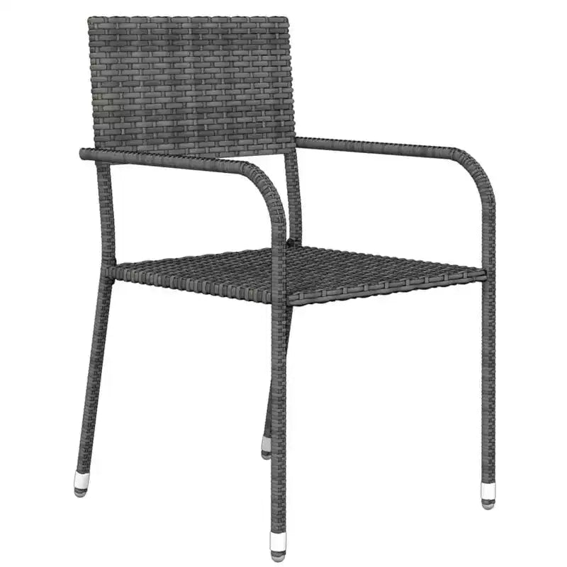 vidaXL Salon de jardin repas en rotin PE gris, acier, verre, 5 pièces empilables - Longueur de table 80 cm gris 4 articles