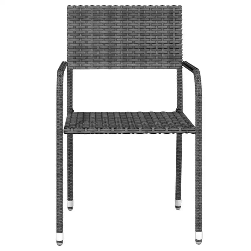 vidaXL Salon de jardin repas en rotin PE gris, acier, verre, 5 pièces empilables - Longueur de table 80 cm gris 4 articles