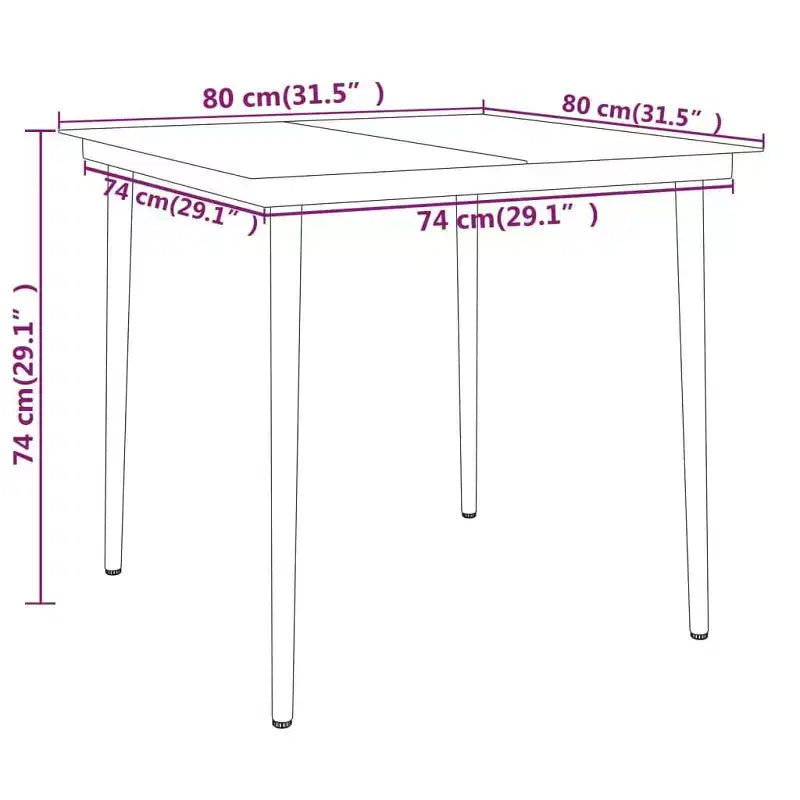 vidaXL Salon de jardin repas en rotin PE gris, acier, verre, 5 pièces empilables - Longueur de table 80 cm gris 4 articles
