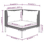 vidaXL Salon de jardin modulaire avec table, résine tressée, gris foncé