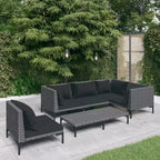 vidaXL Salon de jardin modulaire avec table, résine tressée, gris foncé