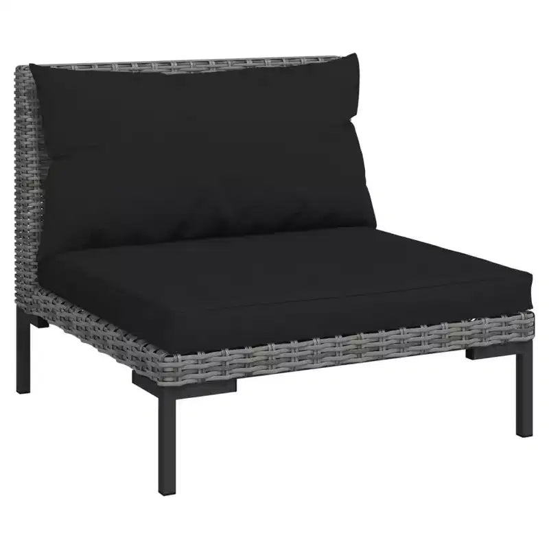 vidaXL Salon de jardin modulaire avec table, résine tressée, gris foncé