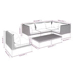 vidaXL Salon de jardin modulaire avec table, résine tressée, gris foncé