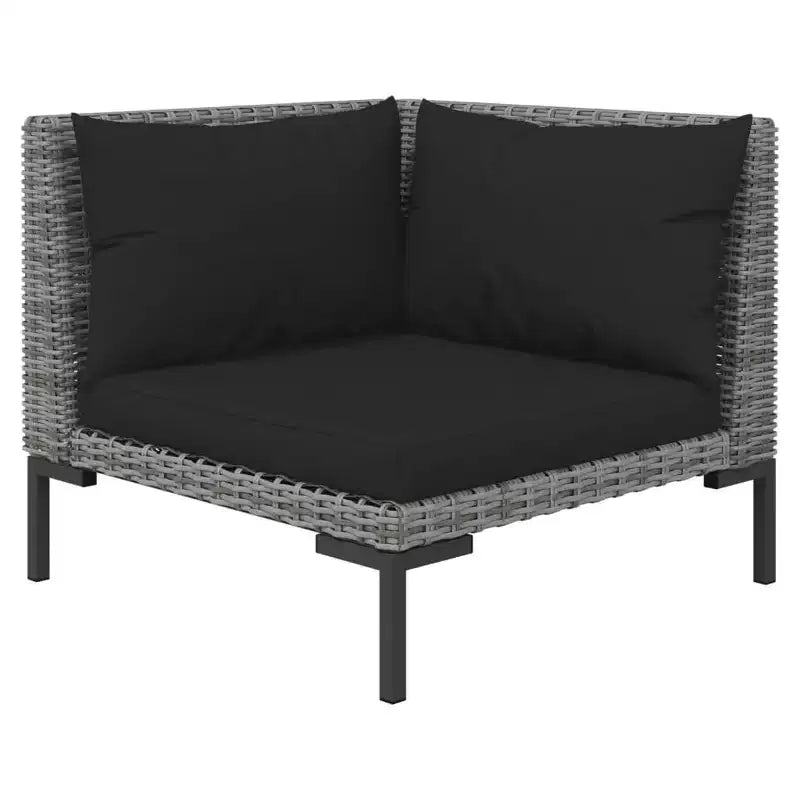 vidaXL Salon de jardin modulaire avec table, résine tressée, gris foncé