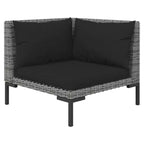 vidaXL Salon de jardin modulaire avec table, résine tressée, gris foncé
