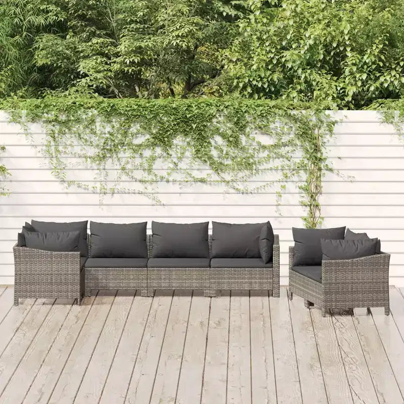 vidaXL Salon de jardin Fauteuil et canapé avec coussins Résine tressée gris