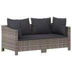vidaXL Salon de jardin Fauteuil et canapé avec coussins Résine tressée gris